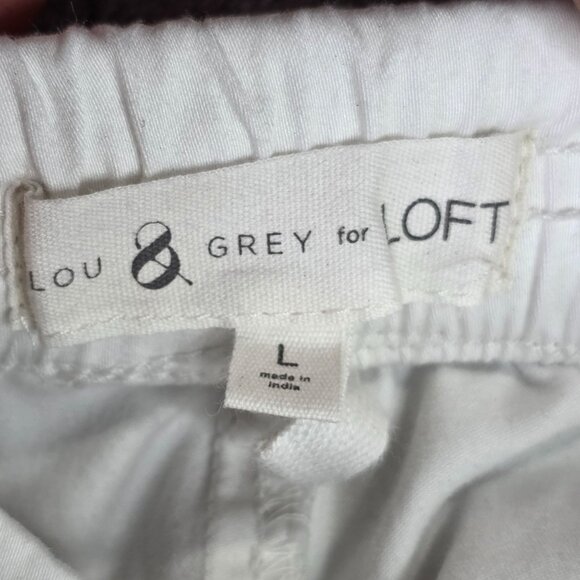 Womens Lou & Grey Loft White Drawstring Pants Lyocell Blend Stretch Size L - Picture 2 of 9
